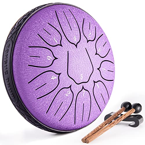 Lronbird Steel Tongue Drum Percussion, 6 Inch 11 Notes Musical Instruments, Music Gifts for Family Friends (Lavender)