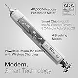 Aquasonic Vibe Series Ultra-Whitening Toothbrush – ADA Accepted Electric Toothbrush - 8 Brush Heads & Travel Case – 40,000 VPM Motor & Wireless Charging - 4 Modes w Smart Timer – Optic White