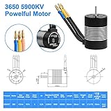 3650 5900KV Sensorless Brushless RC Motor 120A Brushless ESC & Program Card Set Waterproof Motor ESC Combo 3.175mm Shaft Motor for 1:10 Scale RC Car Truck Update Parts