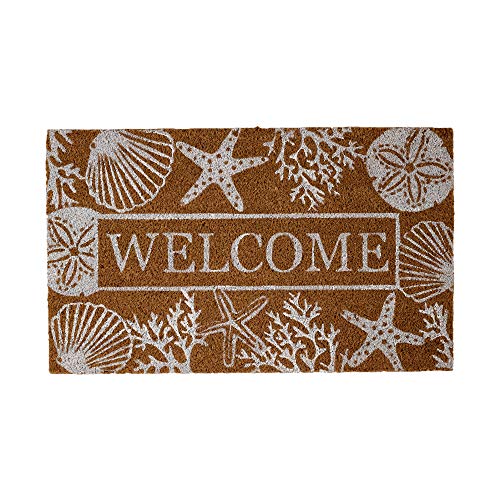 DII Natural Coir Doormat Outdoor Welcome Mat, 17x29, Seashells