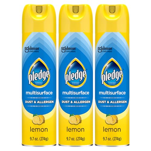 Pledge Dust & Allergen Multisurface Cleaner, Aerosol Spray, Lemon Scent, 9.7oz (Pack of 3)
