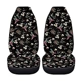 TOADDMOS Floral Hummingbird Seat Covers for Car, Universal Stretchy Cars Front Seat Protectors Cover, Women Car Accessories Decoration Saddle Blanket for Bucket Seat, Set of 2