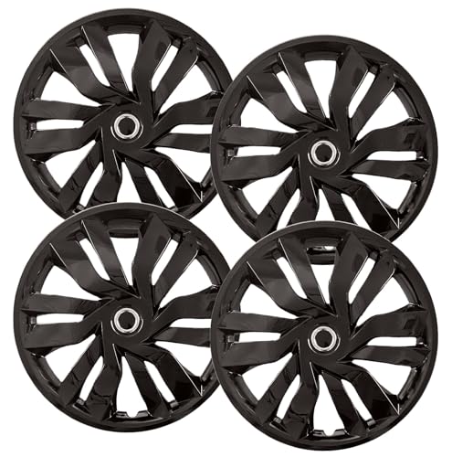 Hubcaps.com - Premium Quality 15 inch Black Hubcaps! Fits Honda Fit, Fiat 500, Prius C and Nissan Versa, Heavy Duty Construction (Set of 4) 55098AMB-4