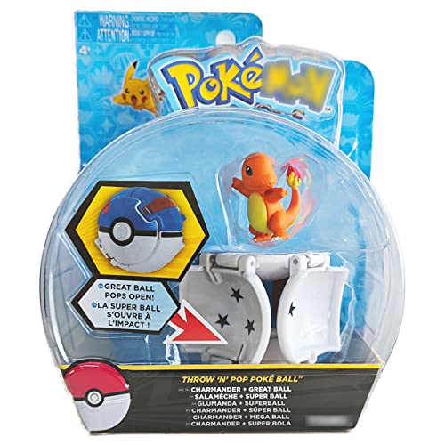 Battle Action Figures with The Ball Pack, Clip and Go Battle Ball for Kids Surprise Toy Set Mini Balls Action Figures (Charmander)