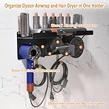 Wall Mount Holder Compatible for Dyson Hair Dryer Supersonic Nural Airwrap Hair Styler, Upgraded 2in1 Dyson Airwrap Holder Dyson Hair Dryer Holder for 5 Dyson Hair Dryer Attachments Chorten Nyima