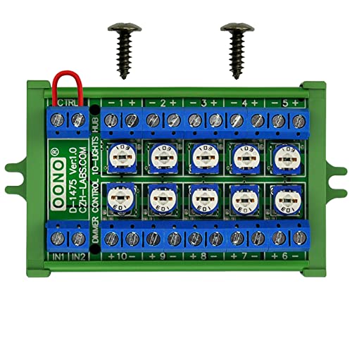 Dimmer Control 10-Lights LED Hub Distribution Module, AC/DC 5 to 24V Input, for HO/N/O Train Model