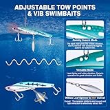 Goture 5pcs Metal Vibration Fishing Lure, Two Hole Jig Design for Saltwater Fishing, Ideal for Bass Salmon Walleye with Hook, Stainless Steel Blades Lead High-Carbon Steel, 1.2 Oz, 5 Colors