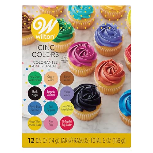 Wilton Icing, 12-Count Gel-Based Food Color, 0.5 Ounce (Pack of 12), Assorted