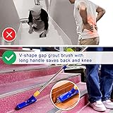 ITTAR Grout Brush & Scrub Brush Combo, Floor Scrubber Brush with Long Handle, Multi-Purpose Stiff Bristles Cleaning Brushes Set for Tile, Grout, Deck, Kitchen, Shower Floor-2Pcs Brush Head