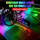 HMYC Car Interior Ambient Lights,18 in 1 128 Colorful LED Acrylic Fiber Optic Strip,Universal Multiple Modes Decoration Atmosphere with Music Sync Rhythm,APP Control,RGB Neon Lighting for All Cars