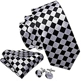 Barry.Wang Classic Ties for Men Geometric Plaid Necktie Set