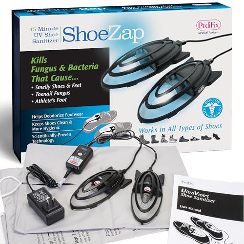 Pedifix ShoeZap Clinically Proven Germicidal Light Technology, 15 Minute UV (Ultraviolet) Shoe Sanitizer that Eliminates Odor Causing Germs, Bacteria, and Fungus