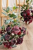 Ling's Moment 17.5" Tall Standing Artificial Flowers Arrangements 4pcs Fall Wedding Aisle Runner Chair Decorations Bordeaux Red Centerpieces for Ceremony Reception Rose Floral Party Outdoor