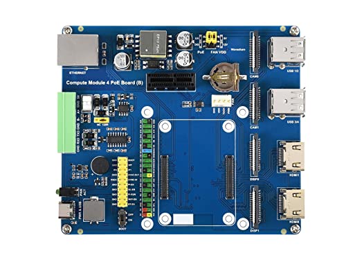 Waveshare Raspberry Pi Compute Module 4 IO Board with PoE Feature (Type B) Suitable for Variants of CM4