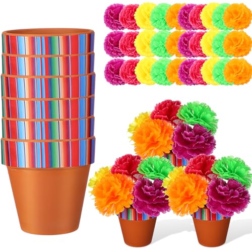 Knitgrip Knitgrip 36 Pcs Mexican Table Decorations Centerpieces Pots with Marigold Flower for Party Tables Decorations
