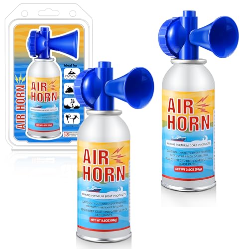 ElectricWise 2 Pack Large Air Horns 3.5oz, 122dB Very Loud Marine Boat Air Horns for Safety, Meet Coast Guard, Boat Accessories, Ideal for Boating, Camping, Hiking, Travel