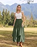 Scarlet Darkness Women Long Renaissance Layered Elastic High Waist Irregular Skirt Army Green L