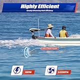 66lbs Thrust Electric Trolling Motor, Boat Fishing Motor 7 Speed with Length-Adjustable Telescopic Handle,12V Electric Outboard Motor Three-Blade Propeller, for Freshwater Saltwater Use (22"-47"Shaft)