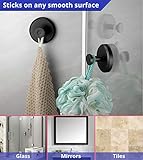 HOME SO Suction Cup Hooks for Shower, Bathroom, Kitchen, Glass Door, Mirror, Tile – Loofah, Towel, Coat, Bath Robe Hook Holder for Hanging up to 15 lbs – Waterproof & Rustproof, Matte Black (4-Pack)