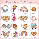 AUGSUN 60pcs Hippie Embroidered Patches Random Assorted Styles Hippie Theme Iron on Patches for Girls, Wonmen DIY Sew Applique Repair Patch Cute Sew on Patches for Backpacks Pants Clothes Jeans