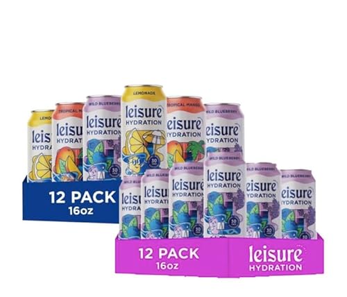 Leisure Hydration - Variety Pack and Blueberry Flavors (24 Total Cans - 12 of Variety Flavor and 12 of Blueberry Flavor)