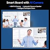 Dornium 4K Smart Board with AI Camera and Noise Reduction Mics, 86-Inch Interactive Touchscreen Digital Whiteboard for Classroom Office Hybrid Work Remote Conference (Board Only)