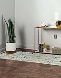 Unique Loom Positano Collection Coastal Modern Bright Colors Fish Beige Runner Rug (3' x 10')