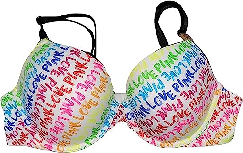Victoria's Secret Pink Smooth Push Up Bra Multicolor New (US, Cup Band, 36, B, Multicolor Logo)