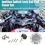 X AUTOHAUX 1 Set Motorcycle Ignition Switch Cylinder Fuel Gas Tank Cap Cover Lock Seat Lock w/ 2 Keys for Yamaha YZF-R1 1998-1999 for Yamaha FZ1 R6S FZ6 FJR1300 Motor Bike Lock Set