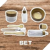 BEECO GIF2U Face Mask Mixing Bowl Set Bamboo,7 Pcs DIY Facemask Mixing Tool Kit with Facial Mask Bowl,Spatula,Spoon,Brush,Empty Refilable Lotion Pump Bottle,Cream Jar and Dropper Bottle for Skincare