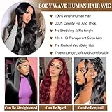 30 Inch Body Wave Lace Front Wigs Human Hair 200 Density 13X6 Hd Transparent Front Wigs Human Hair Pre Plucked Frontal Wigs Human Hair Glueless Wigs Body Wave Wigs Human Hair for Women Natural Black