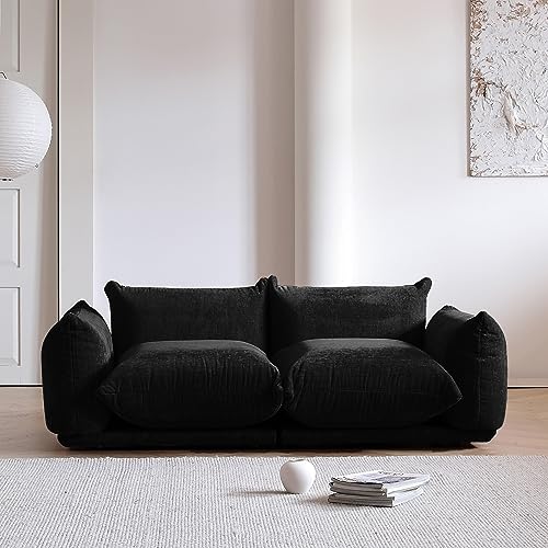 WJShome Modular Sectional Sofa,Lovesofa Couch, 77.16inch Minimalist Convertible Sofa Couch, Modern Chenilleyarn 2 Seater Living Room Sofa Sets for Office House,Black