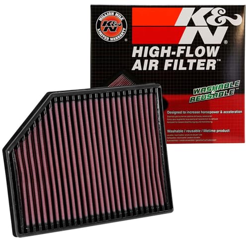 K&N High-Flow Original Lifetime Engine Air Filter: Increase Power: Premium, Washable: Compatible with 2016-2024 VOLVO: S60, S90, V60, V90, XC60, XC90, 33-3065