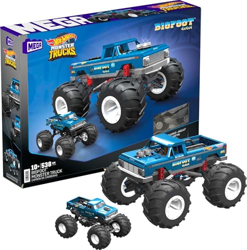MEGA Hot Wheels Collectible Monster Truck Building Toy for Adults 1:18 Scale Bigfoot with Deluxe Features, for Fans and Collectors, HHD20