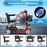 15-45 Miles Ecomobi MS02 4 Wheels Mobility Scooter for Adults/Seniors, 350W Powered Electric Wheelchair Device w/15Ah-25Ah Extended Battery, Dual Baskets/Rotating Seat, Compact Duty Mobile for Elderly