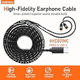 Audiovance HiFi IEM Cable with Mic - Silver-Plated MMCX Cable for Lossless Sound, USB-C in-Ear Monitor Cable with 96kHz/24bit DAC for Vibes 201/202, Shure SE215/315/425/535/846-55 Black (HC001MC)