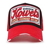 ililily Premium Howels Embroidery Vintage Baseball Cap Distressed Trucker Hat, Black/Red, Medium