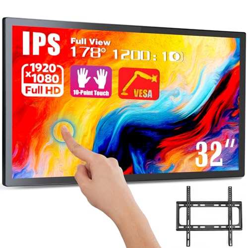 Volunna 32 inch Capacitive Multi-Touch Screen Industrial Monitor, Built-in Speakers, USB, VGA, DVI & HD-MI Ports,16:9 Display and 1920 x 1080P, Digital Signage Displays Player for Advertising
