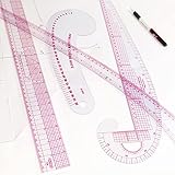 HLZC French Curve Ruler for Pattern Making, 15 Pieces Clear Sewing Ruler Set for Beginners Tailors Designers