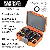 Klein Tools 66040 2-in-1 Impact Socket Set, 5-Piece Tool Set with 12-Point Deep Sockets with 1/2-Inch Drive, Includes Tool Case