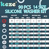 KEZE 660 PCS 18 Size Clear Food Grade Silicone O Ring Assortment Kit and 14 Size Silicone Washer Set,Silicone O ring for Seal Plumbing Faucet Hose