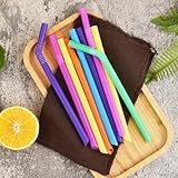 ALINK 100 PCS Jumbo Plastic Boba Straws - Extra Wide Colorful Disposable Flexible Boba Smoothie Straws, Bendy Bubble Tea Straws for Milkshakes, Tapioca Pearls - 8.5" L 0.47" D