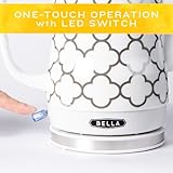 BELLA Electric Kettle & Tea Pot - Ceramic Water Heater with Detachable Swivel Base, Auto Shut Off & Boil Dry Protection, 1.2 Liter, Silver Tile Pattern