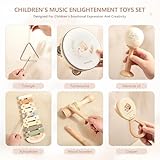 Baby Musical Instruments Set Wooden Montessori Musical Toys for Toddlers Neutral Colors Percussion Instruments Set with Modern Boho Xylophone Tambourine Educational Musical Toys for Preschool Kids