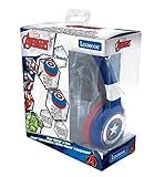 LEXIBOOK Avengers Marvel 2-in-1 Bluetooth Headphones for Kids - Stereo Wireless Wired, Kids Safe, Foldable, Adjustable, red/Blue, HPBT010AV