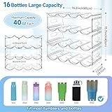 Large Compartment Water Bottle Organizer,4 Tier Stackable Water Bottle Rack for Cabinet,Tumbler Storage Organizer for Kitchen,Fridge,Cabinet Organization and Storage,Clear Water Bottle Storage Rack