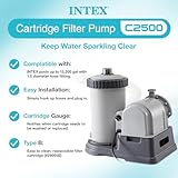 Intex 2500 Gallons Per Hour Above Ground Swimming Pool Cartridge Filter Pump System with a Pair of 59 Inch Long Pool Pump Accessory Hoses, Aqua