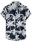 VATPAVE Mens 100% Cotton Hawaiian Shirts Floral Short Sleeve Button Down Shirts Summer Beach Shirts Large Coconut Boat