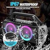 YIER Portable Bluetooth Speakers, 80W Peak Wireless Outdoor Speaker with Subwoofer, Deep Bass, IP67 Waterproof, 100dB Loud Party Speakers for Camping, Beach, Garage