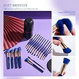 BS-MALL Makeup Brushes Premium Synthetic Foundation Powder Concealers Eye Shadows Makeup 18 Pcs Brush Set，Dark Blue with case